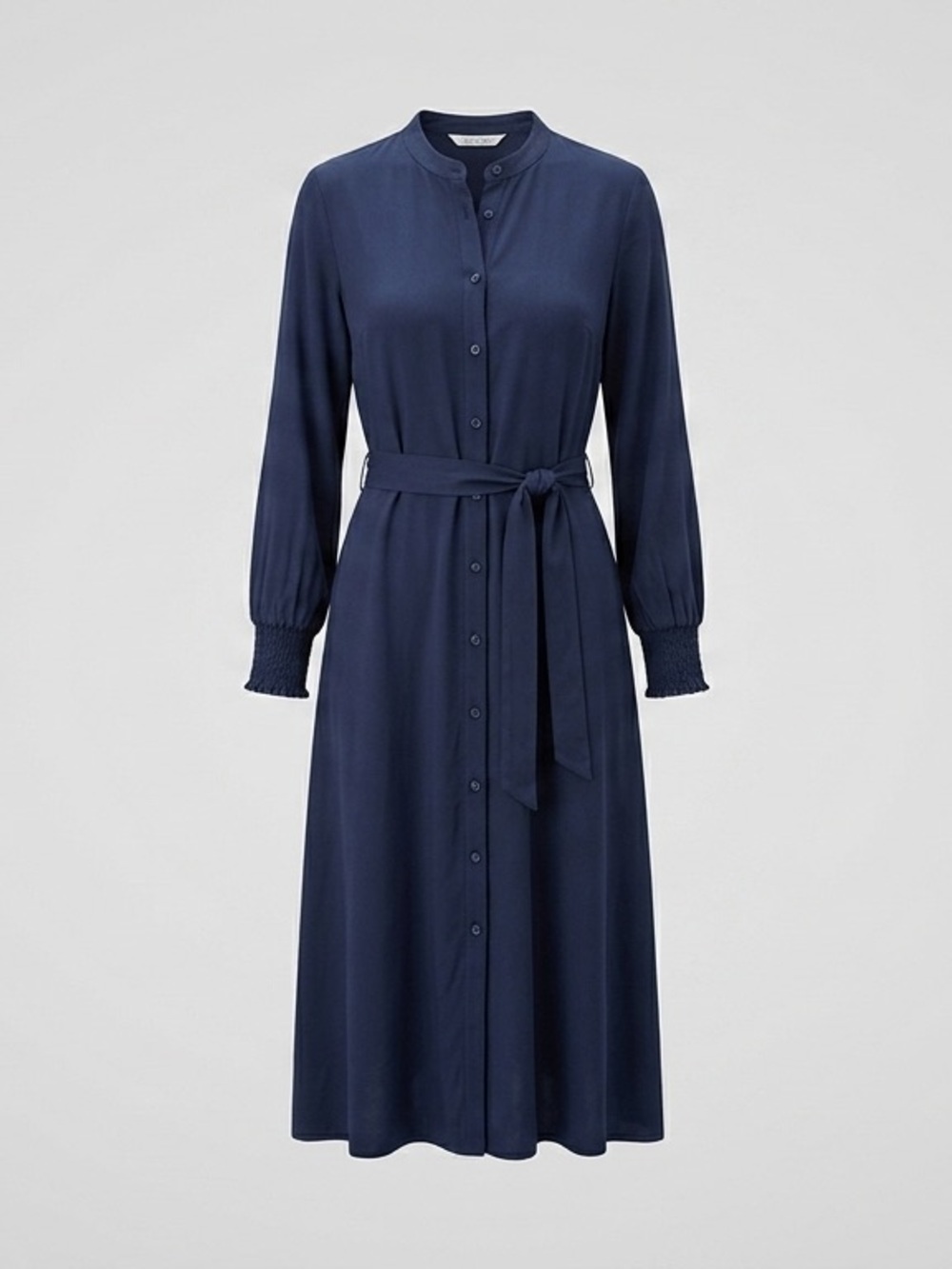 Boden Navy Blue Ruby Linen Maxi Shirt Dress Button Front Size 8R